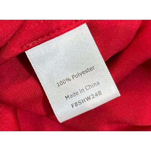 41 Hawthrone Sz M Red Ruffle Tie Keyhole Neck Blouson Top Satin-Silky Poly Women - Picture 10 of 11